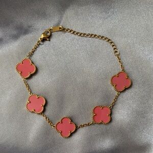 Elegant Pink Clover Bracelet